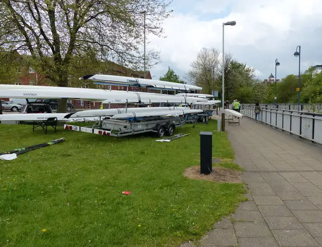 Rowing boats along Upperton Road