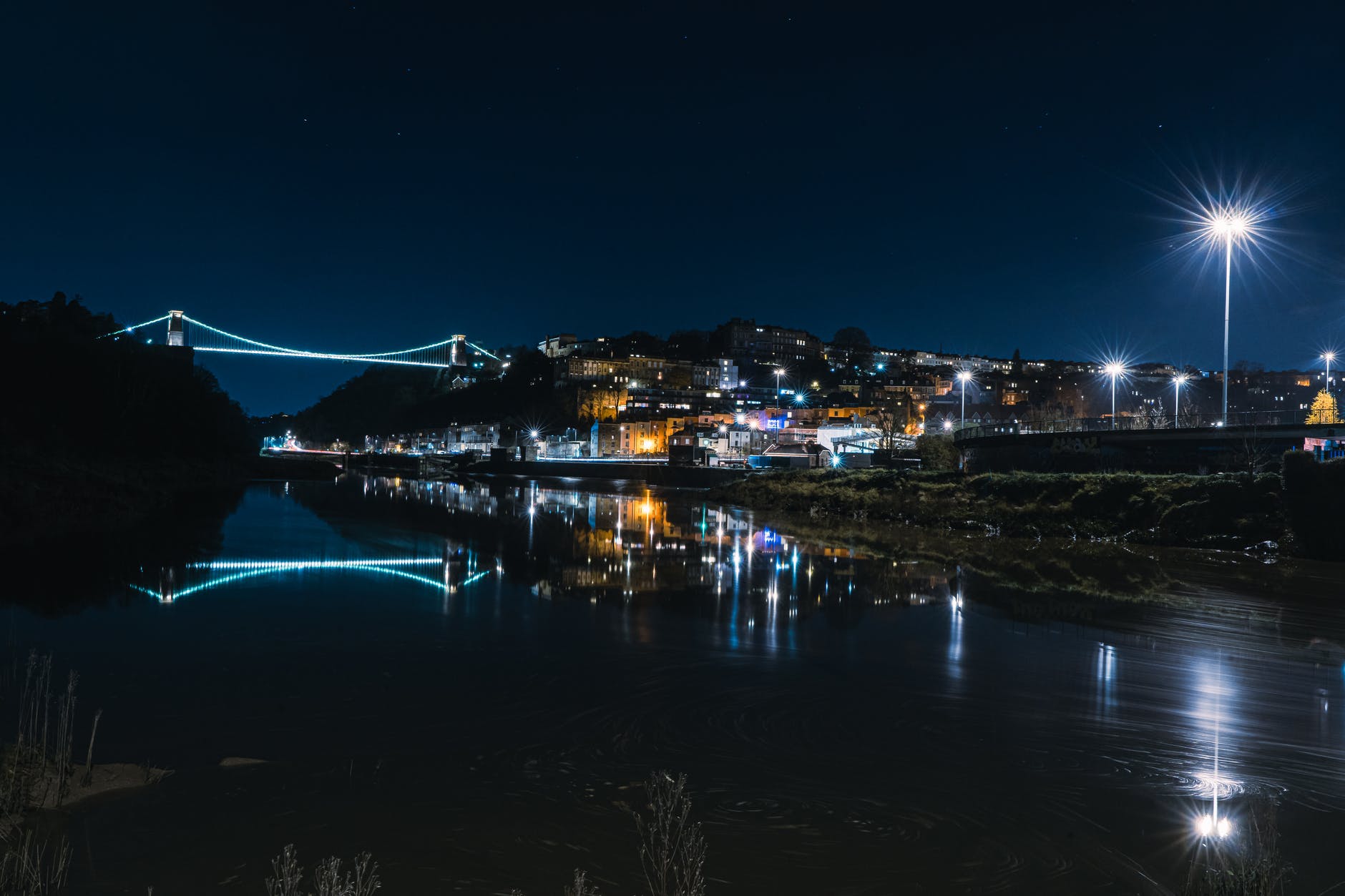 reflection of clifton suspension bridge on water